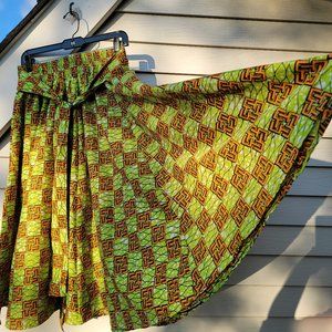 Full Cotton Skirt, Green & Orange, Size 8-10, NWOT